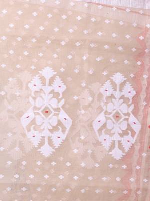 Beige cotton handwoven jamdani saree 4
