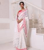 Off white cotton handwoven jamdani saree