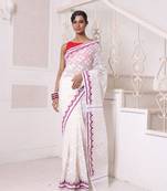 Off white cotton handwoven jamdani saree