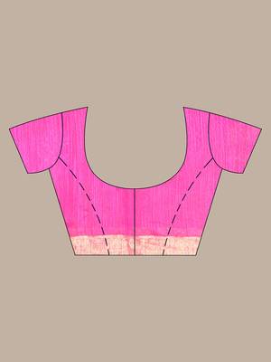 Hot pink cotton saree with zari borders 5