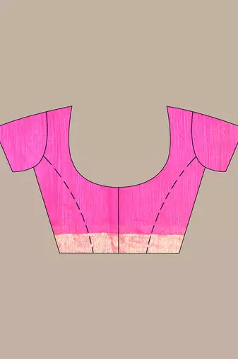 Hot pink cotton saree with zari borders