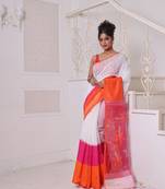 Off white matka soft saree with resham pallu