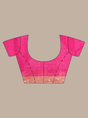 Hot pink cotton saree with zari borders 5