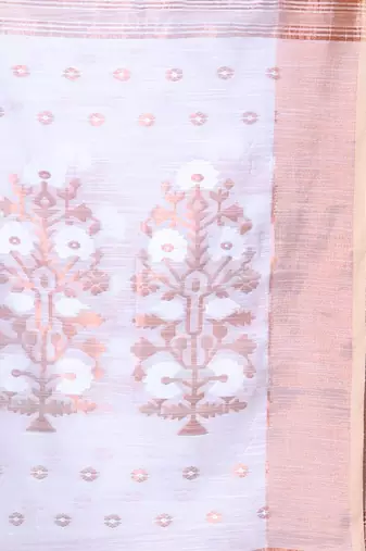 Off white cotton saree with zari borders