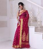 Purple cotton saree with zari borders