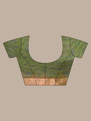Mahendi green cotton saree with zari borders 5
