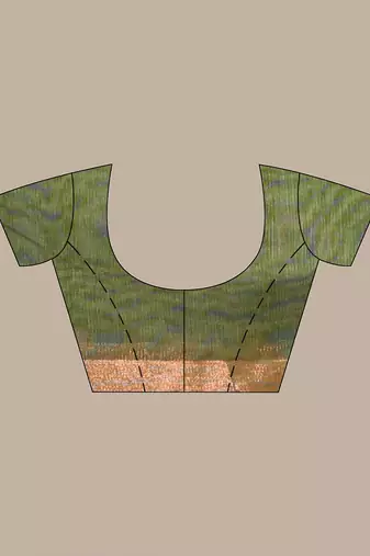 Mahendi green cotton saree with zari borders