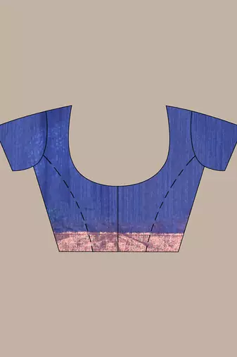 Navy blue cotton saree with zari borders