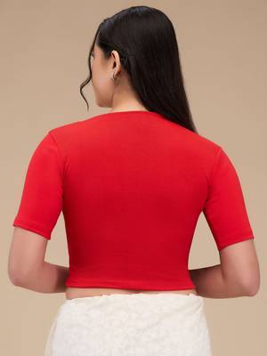 Mmore Women's Lycra Self Design Readymade Non Padded Free Size Saree Blouse 2