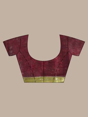 Maroon cotton saree with zari borders 5
