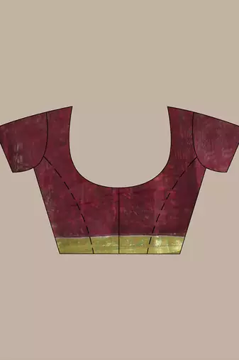 Maroon cotton saree with zari borders