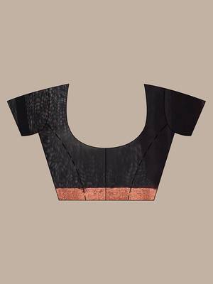 Black cotton saree with zari borders 2