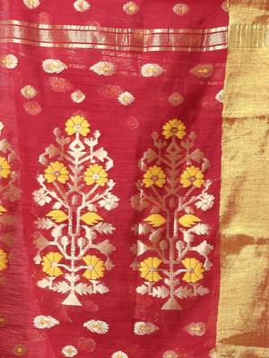 Maroon cotton saree with zari borders 3