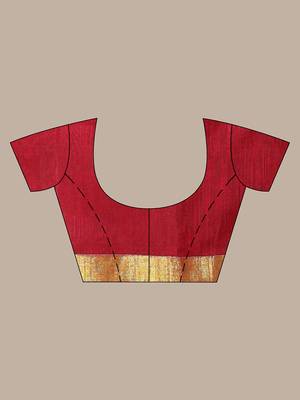 Maroon cotton saree with zari borders 4