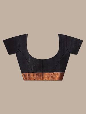 Black cotton saree with zari borders 5