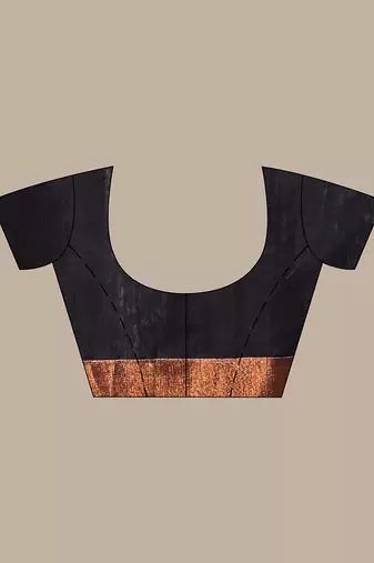 Black cotton saree with zari borders