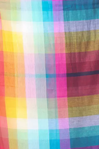 Navy blue and multicolor colorblocked mulmul cotton saree