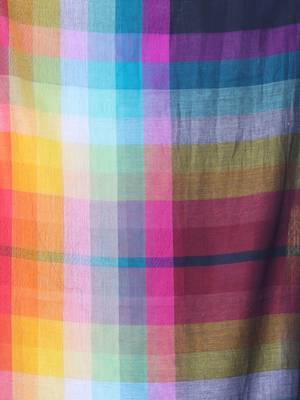Black and multicolor colorblocked mulmul cotton saree 4