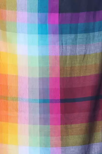 Black and multicolor colorblocked mulmul cotton saree