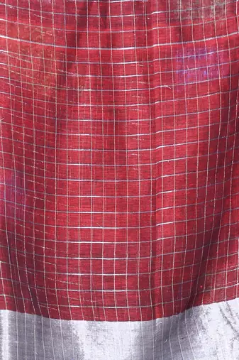 Maroon checkbox designs soft saree with zari borders