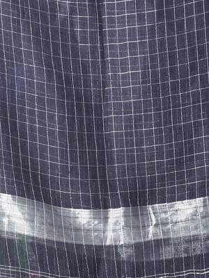 Black checkbox designs soft saree with zari borders 4