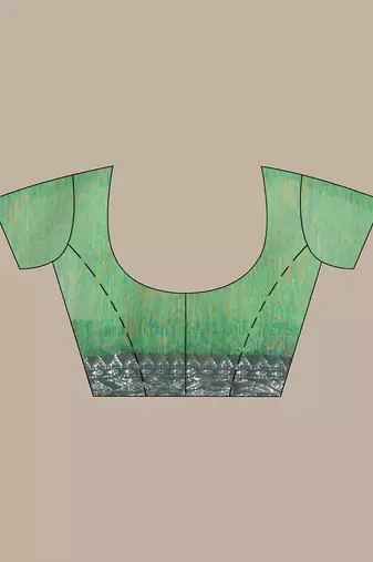 Green muslin saree with zari woven nakshi borders