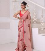 Brown bengali style mulmul cotton soft saree