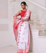 White bengali style cotton soft saree with kashful borders