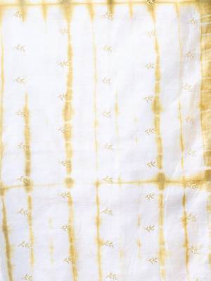 All over foliage embroidery white and mustard silk saree with chanderi borders 4