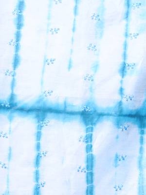 All over foliage embroidery white and sky blue silk saree with chanderi borders 4