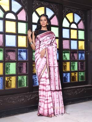 All over foliage embroidery white and wine silk saree with chanderi borders 1