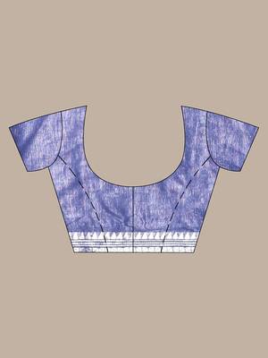 Navy blue silk soft saree with zari borders 5