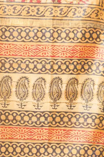Yellow printed silk soft saree with printed borders