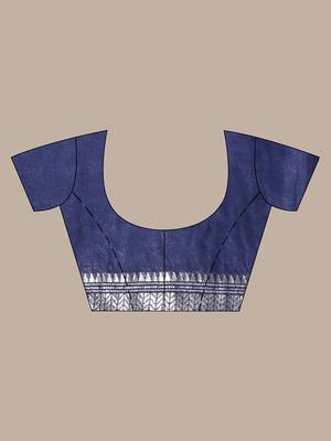 Navy blue printed silk soft saree with printed borders 5