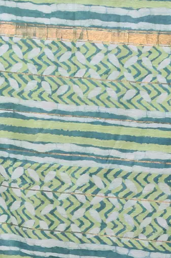 Green printed silk soft saree with printed borders