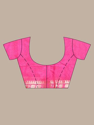 Fuchsia silk soft saree with zari borders 5