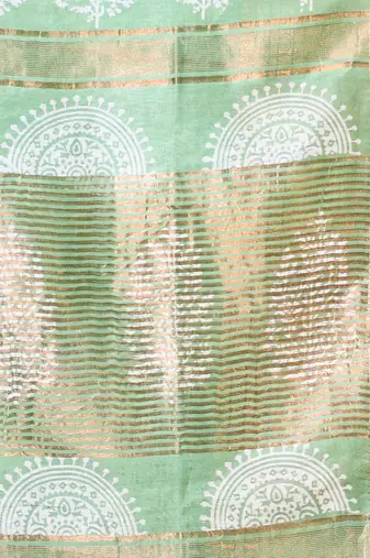 Green silk soft saree with zari borders