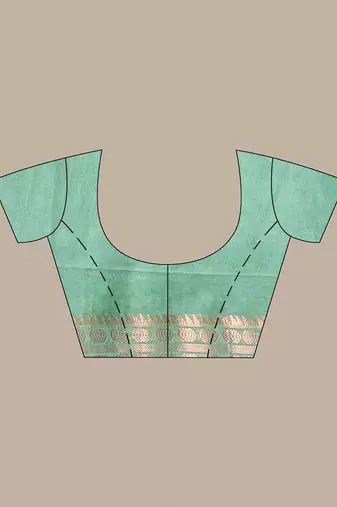 Green silk soft saree with zari borders