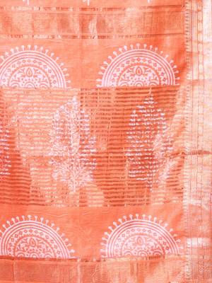 Orange silk soft saree with zari borders 4