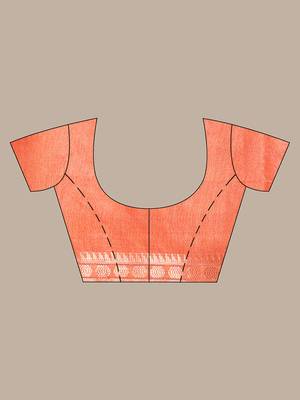 Orange silk soft saree with zari borders 5