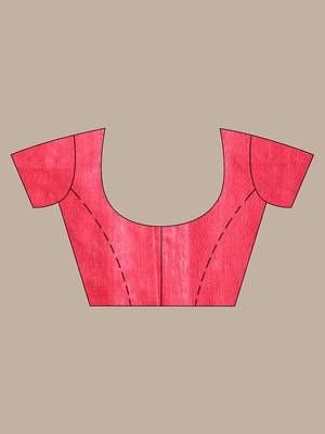 Red silk soft saree with zari borders 5