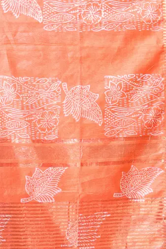 Orange silk soft saree with zari borders
