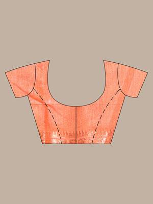 Orange silk soft saree with zari borders 5
