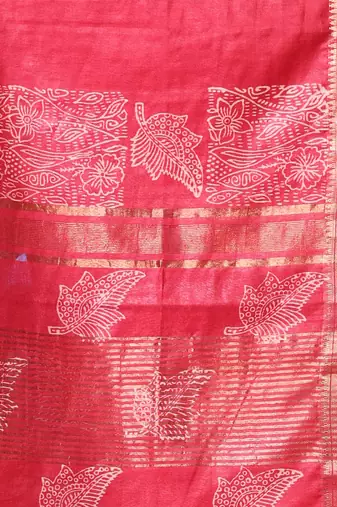 Red silk soft saree with zari borders