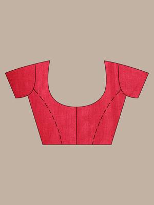 Red silk soft saree with zari borders 5