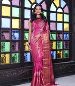 Purple silk soft saree with zari borders