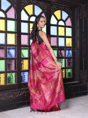 Purple silk soft saree with zari borders 3