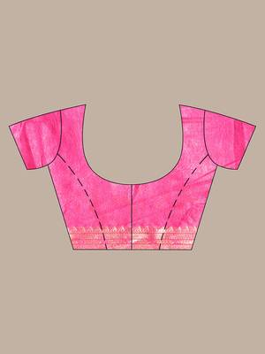 Pink silk soft saree with zari borders 5