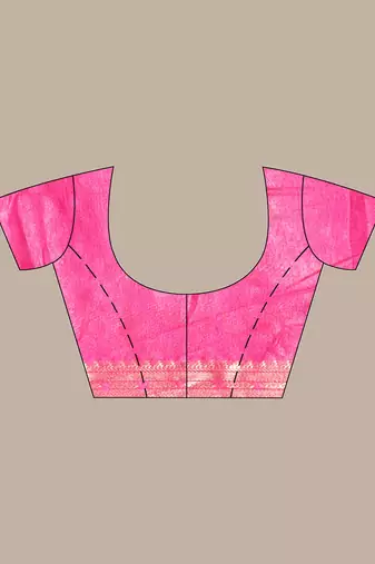 Pink silk soft saree with zari borders