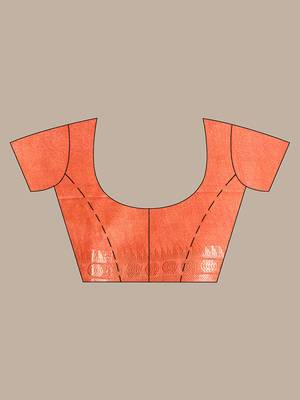 Orange silk soft saree with zari borders 5